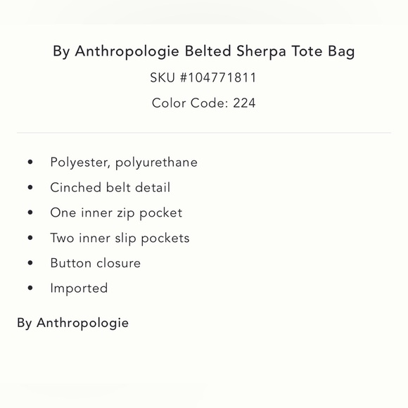 New Anthropologie Sherpa belted tote bag crossbody purse tan brown satchel - Picture 3 of 15
